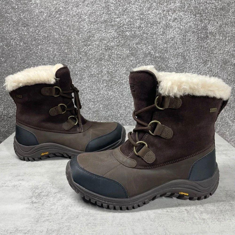 UGG Boots Womens 7 Ostrander Waterproof Winter Leather Sheepskin Lace Up